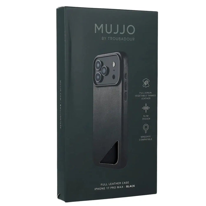 Кожен калъф Mujjo Full Leather за iPhone 17 Pro Max черен
