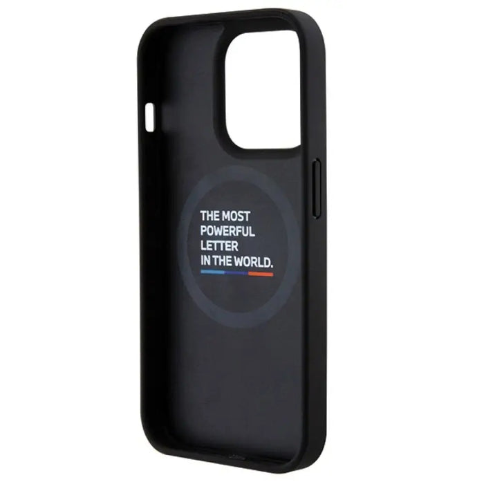 Кожен калъф BMW Carbon MagSafe за iPhone 15 Pro Max черен