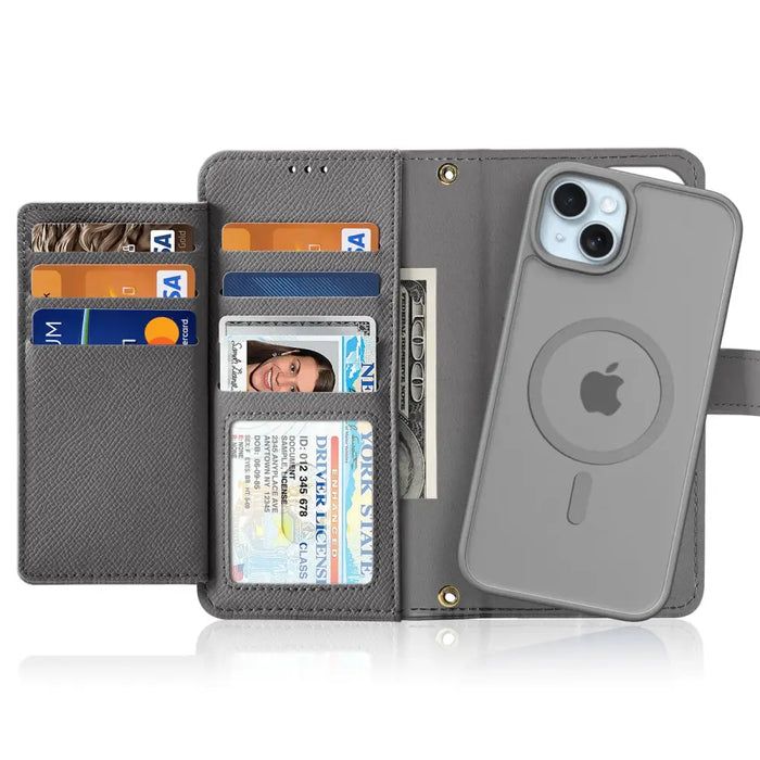 Кожен калъф Dux Ducis Lawa за iPhone 15 - сив