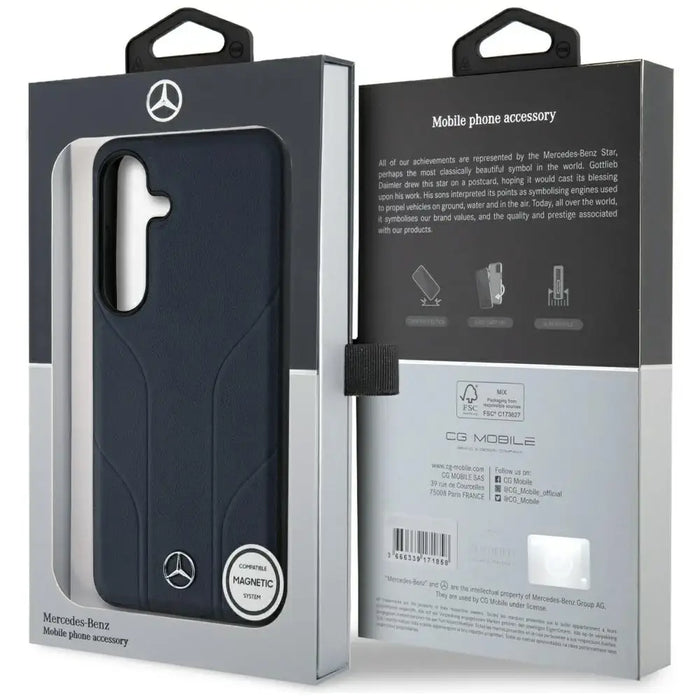 Кожен калъф MagSafe с релефни линии Mercedes за Samsung