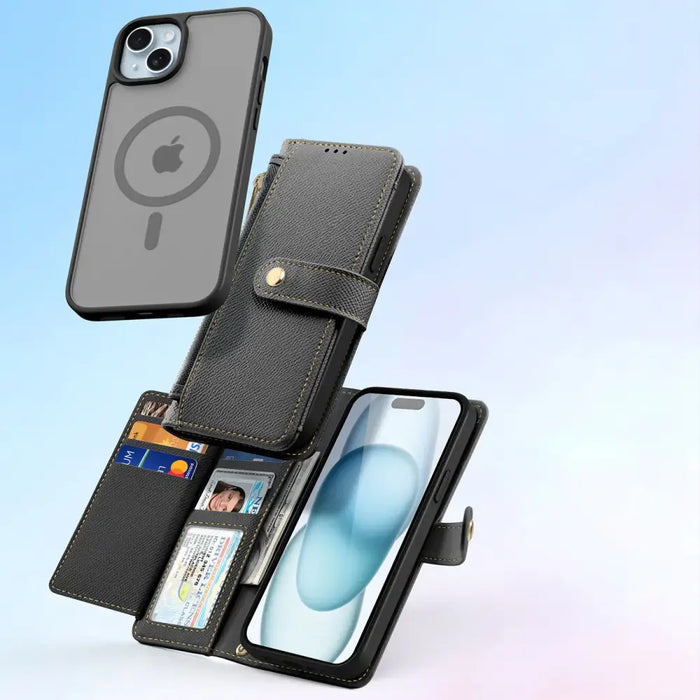 Кожен калъф Dux Ducis Lawa за iPhone 15 - черен