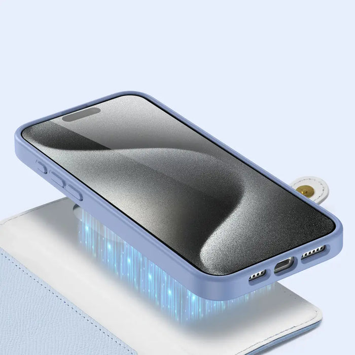 Кожен калъф Dux Ducis Lawa за iPhone 15 Pro - син