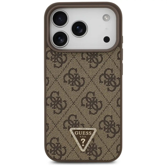 Кожен калъф Guess 4G Triangle Strass MagSafe за iPhone 17