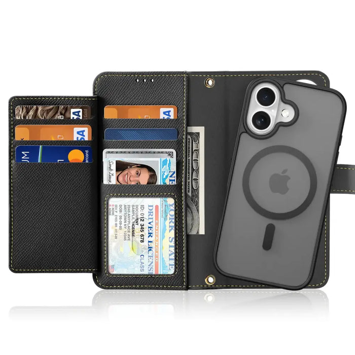 Кожен калъф Dux Ducis Lawa за iPhone 16 - черен