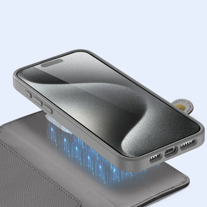 Кожен калъф Dux Ducis Lawa за iPhone 15 Pro Max - сив