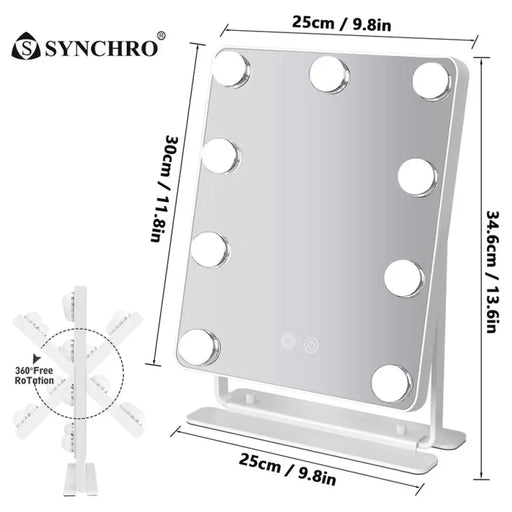 КОЗМЕТИЧНО LED ОГЛЕДАЛО SYNCHRO HOLLYWOOD 25x30