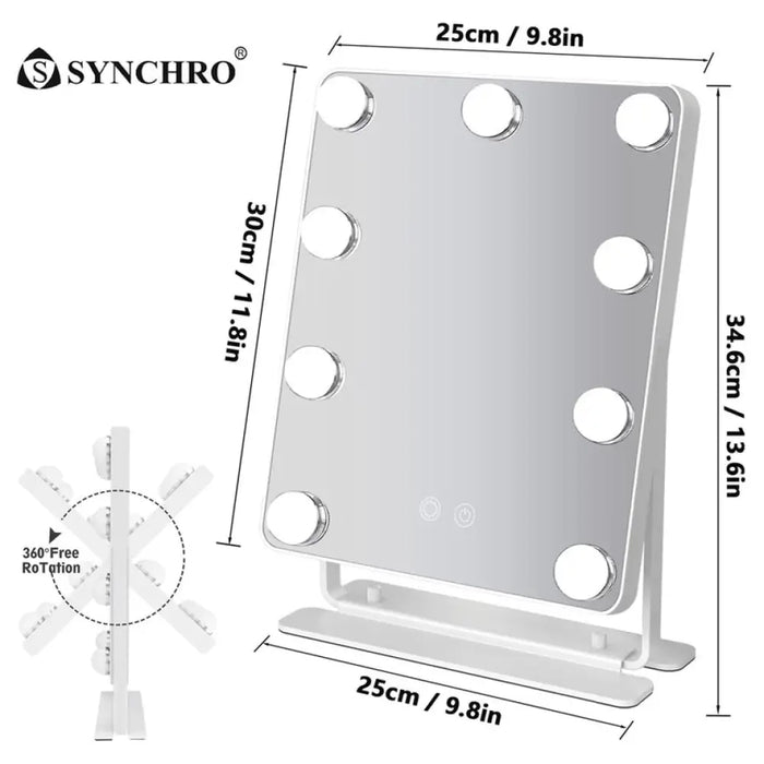 КОЗМЕТИЧНО LED ОГЛЕДАЛО SYNCHRO HOLLYWOOD 25x30