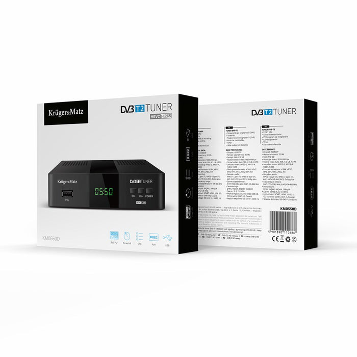 Kruger&Matz DVB-T2 H.265 HEVC тунер KM0550D