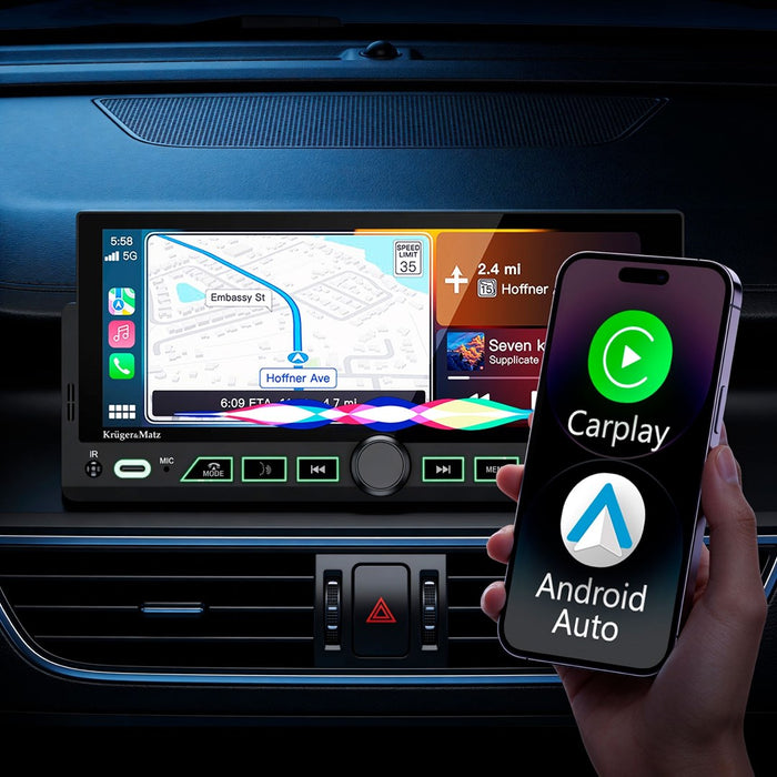 Kruger&Matz KM2017 1DIN CarPlay/Android автомобилно радио