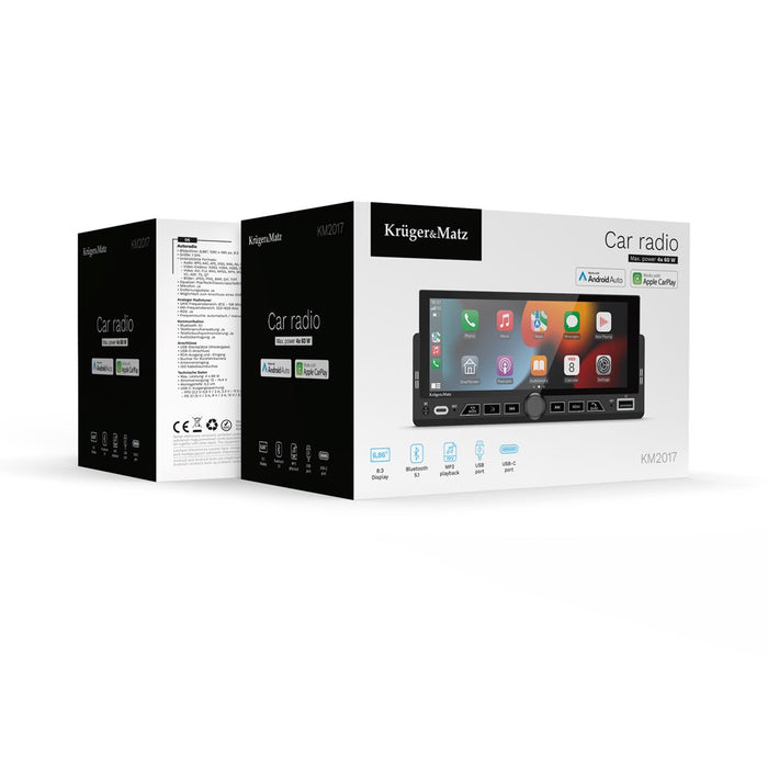 Kruger&Matz KM2017 1DIN CarPlay/Android автомобилно радио