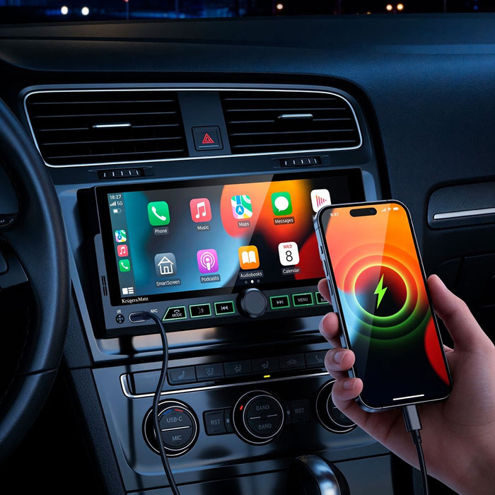 Kruger&Matz KM2017 1DIN CarPlay/Android автомобилно радио