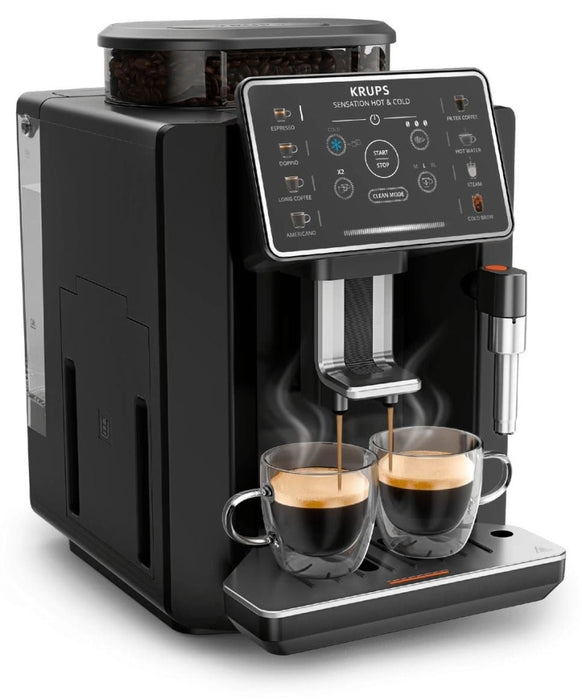 Krups EA9138E0 Sensation Кафе машина за горещо и студено кафе, черна