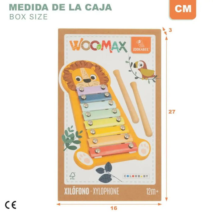 Ксилофон Woomax Лъв Дървен 16 x 2,5 x 26 cm (6 броя)