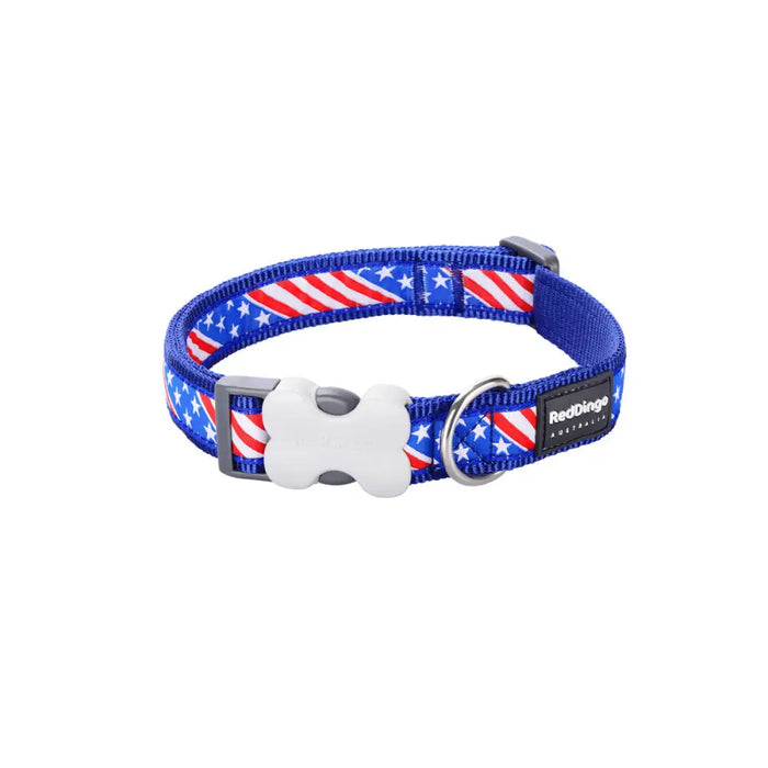 Кучешки Нашийник Red Dingo STYLE US FLAG 15 mm x 24-36 cm