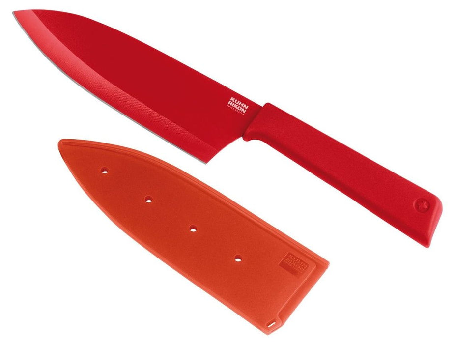 Кухненски нож Kuhn Rikon - Colori+, Santoku, 15.50 cm, червен