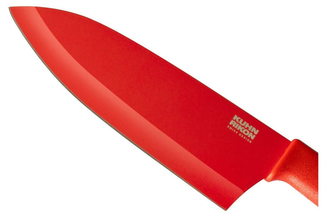 Кухненски нож Kuhn Rikon - Colori+, Santoku, 15.50 cm, червен