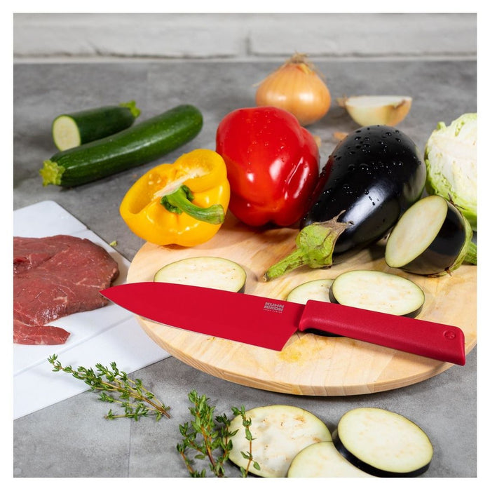 Кухненски нож Kuhn Rikon - Colori+, Santoku, 15.50 cm, червен