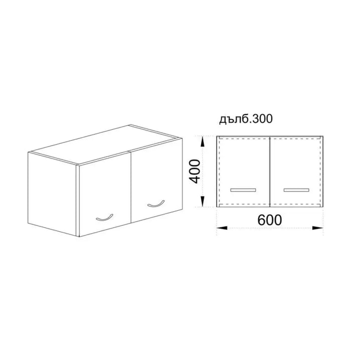 КУХНЕНСКИ ШКАФ ГОРЕН РЕД С ДВЕ ВРАТИ IRIM 60X30X40 СМ.