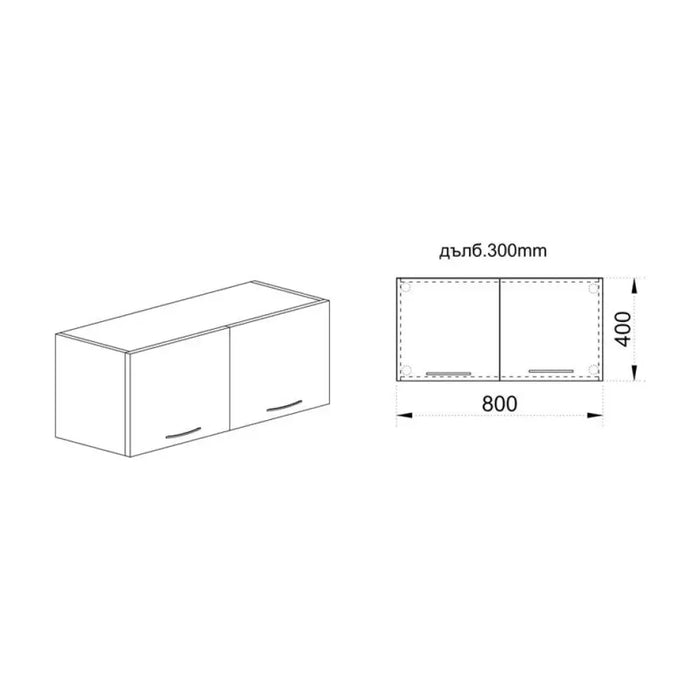 КУХНЕНСКИ ШКАФ ГОРЕН РЕД С ДВЕ ВРАТИ IRIM 80X30X40 СМ