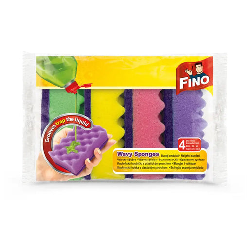 КУХНЕНСКА ГЪБА ВЪЛНИ 4 БР FINO WAVY SPONGES