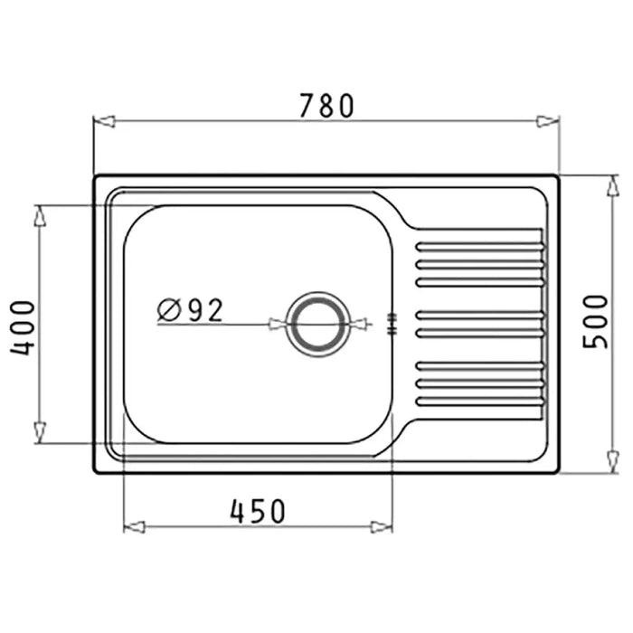 КУХНЕНСКА МИВКА PYRAMIS INSET 78X50 CM 1B1D Ф92