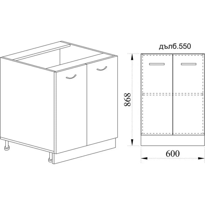 КУХНЕНСКИ ШКАФ ДОЛЕН РЕД С ДВЕ ВРАТИ И РАФТ IRIM 60X55X87