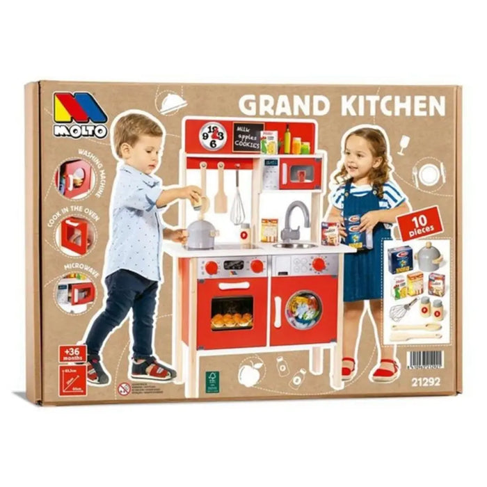 Кухня Играчка Moltó 21292 Дървен Червен (10 pcs)