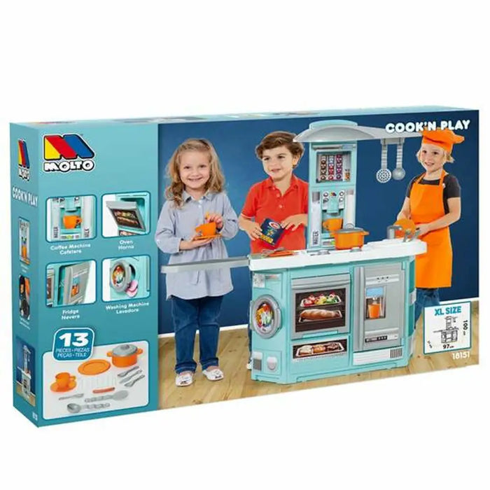 Кухня Играчка Cook Moltó 18151 100 x 97 x 31 cm Син Сгъваем