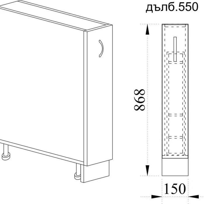 КУХНЕНСКИ ШКАФ ДОЛЕН РЕД БУТИЛИЕРА IRIM 15X55X87 СМ