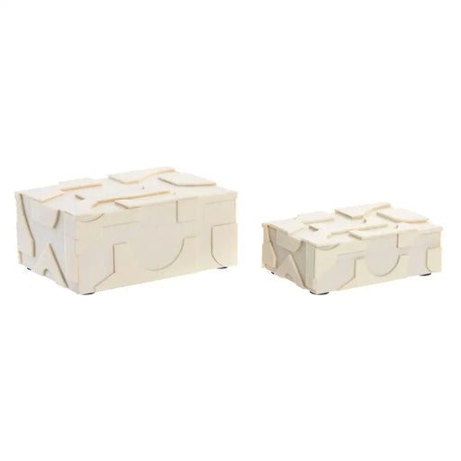 Кутия за бижута Home ESPRIT Бял Смола Кост 18 x 13 x 7,5 cm