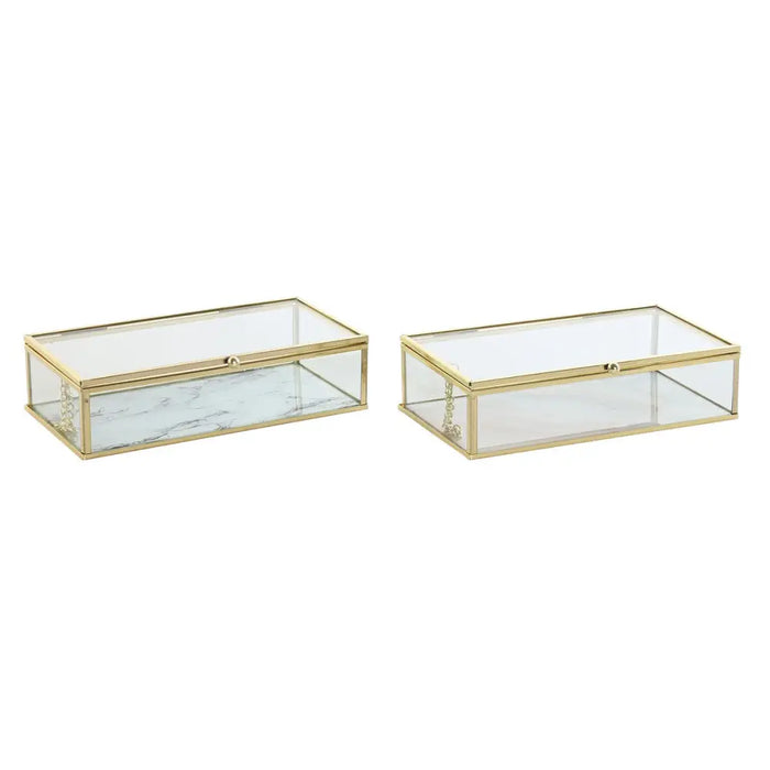 Кутия за бижута DKD Home Decor Златен Метал Кристал 20 x 11