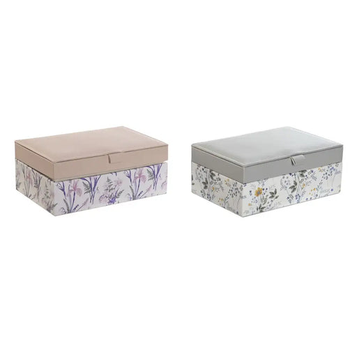 Кутия за бижута DKD Home Decor Бял Сив Люляк Полиуретан 18