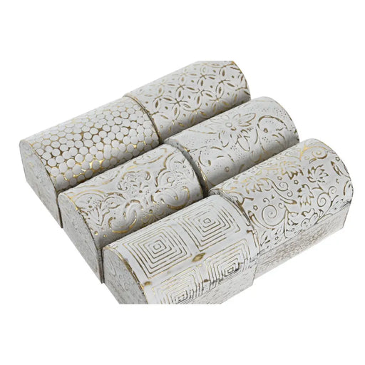 Кутия за бижута DKD Home Decor Бял Златен Алуминий Дърво