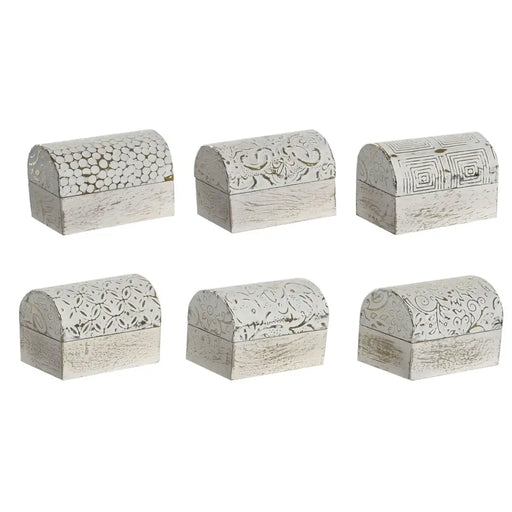 Кутия за бижута DKD Home Decor Бял Златен Алуминий Дърво