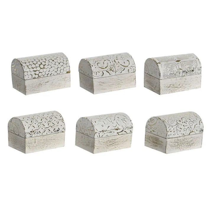 Кутия за бижута DKD Home Decor Бял Златен Алуминий Дърво