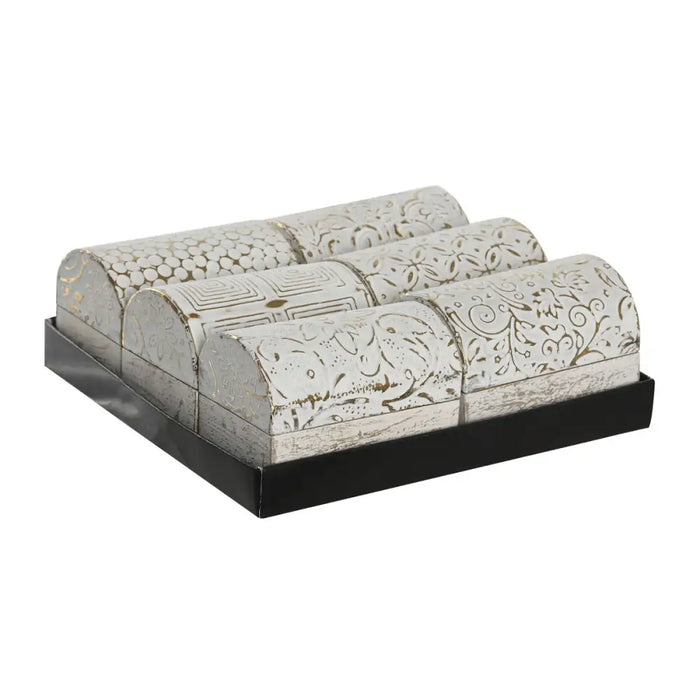 Кутия за бижута DKD Home Decor Бял Златен Алуминий Дърво