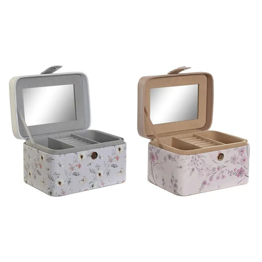 Кутия за бижута DKD Home Decor Син Сив камила Светло розово