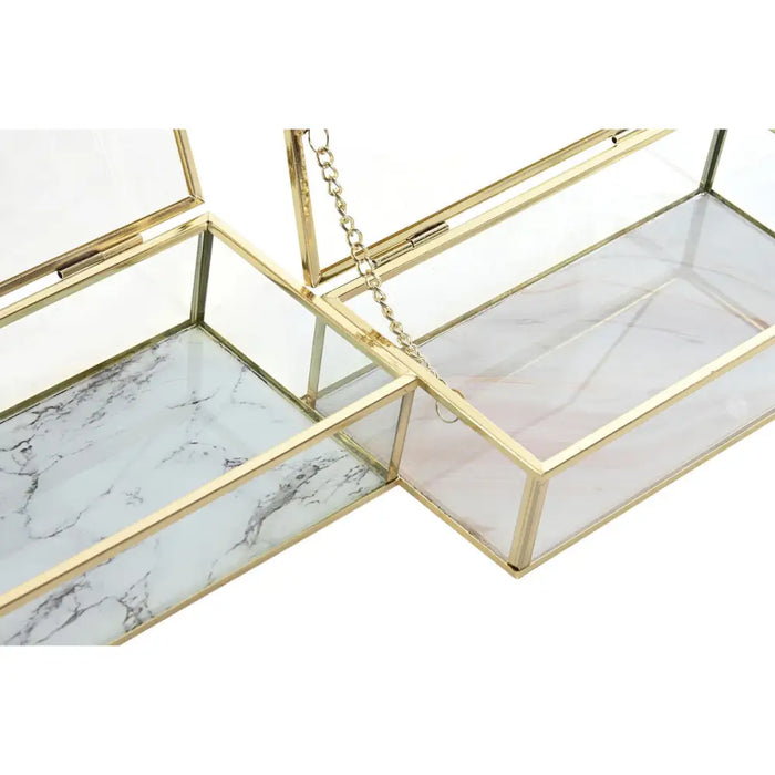 Кутия за бижута DKD Home Decor Златен Метал Кристал 20 x 11