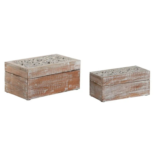 Кутия за бижута Home ESPRIT Бял Естествен Дърво манго (2