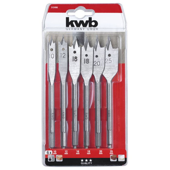 КОМПЛЕКТ ПЛОСКИ СВРЕДЛА ЗА ДЪРВО KWB 6 БРОЯ