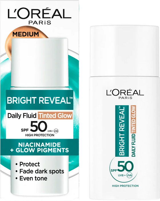 Флуид за лице Bright Reveal, SPF 50, medium, 50 ml