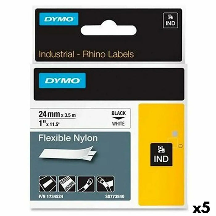 Ламинирана лента за етикетиране Dymo Rhino Черен Бял (5
