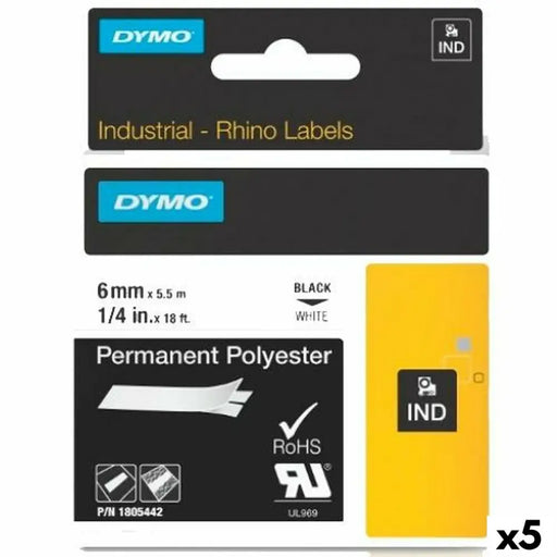 Ламинирана лента за етикетиране Rhino Dymo ID1-6 Бял Черен