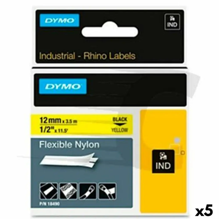 Ламинирана лента за етикетиране Rhino Dymo ID1-12 Жълт
