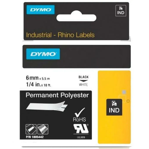 Ламинирана лента за етикетиране Rhino Dymo ID1-6 Бял Черен