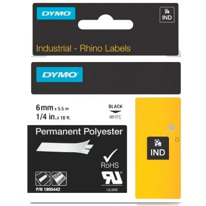 Ламинирана лента за етикетиране Rhino Dymo ID1-6 Бял Черен