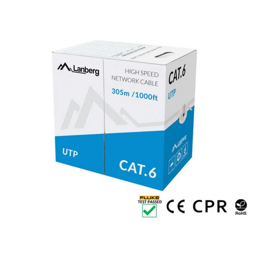 Lanberg LAN кабел CAT.6 utp 305m плътен cu сив cpr + fluke