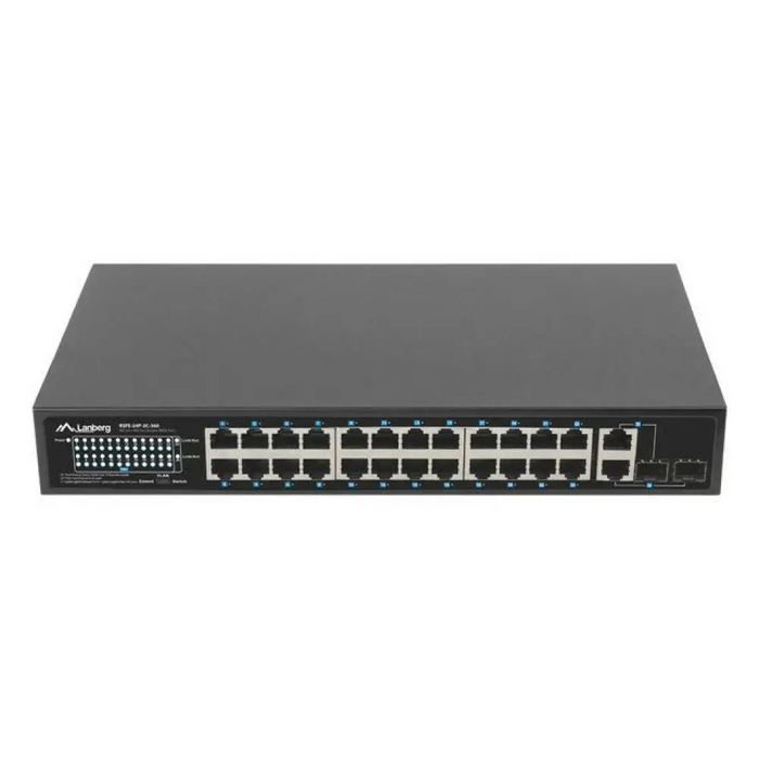 Lanberg суич 24x 100mb poe+/2x комбо шкаф 19’’ гигабитов