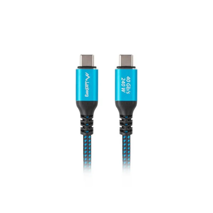 Lanberg USB-C M/M 4.0 кабел 1.5m 240w 8k 60hz черен-син
