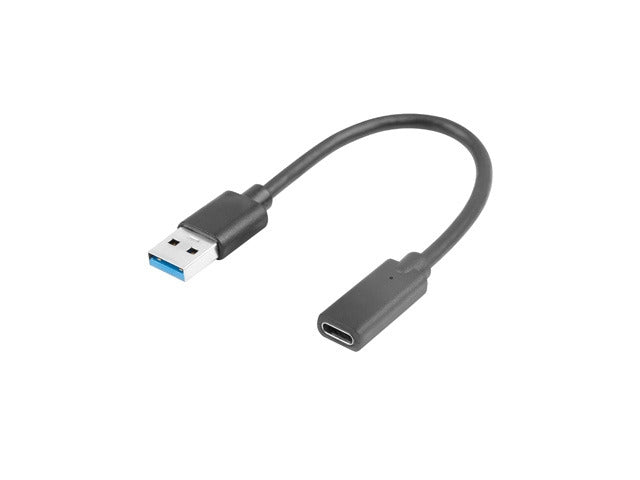Lanberg USB-C (F) -> USB-A(M) кабел 0,15 м, черен